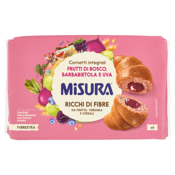 Misura Fibrextra 6 Cornetti Frutti di Bosco Barbabietola e Uva 308 g