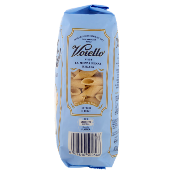 Voiello Pasta La Mezza Penna Rigata N°154 grani 100% italiani Trafilata bronzo 500g