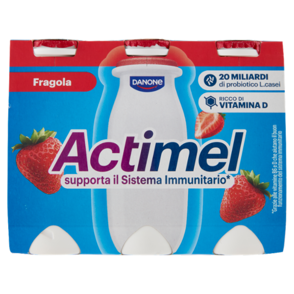 Actimel yogurt da bere arricchito con calcio, vitamina B6 e D, gusto fragola 6 x 100 g