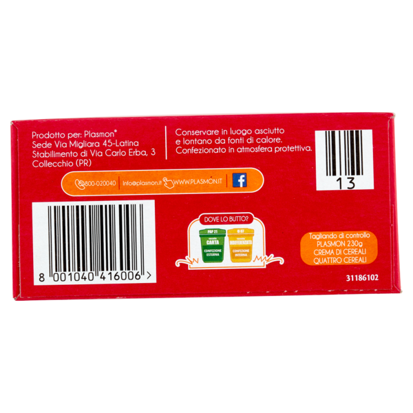 Plasmon Crema di Cereali Quattro cereali 230 g