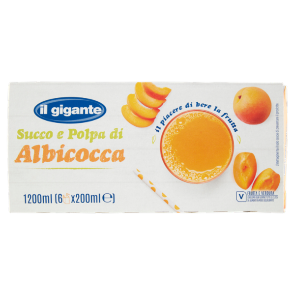 IL GIGANTE Succo e Polpa di Albicocca 6 x 200 ml