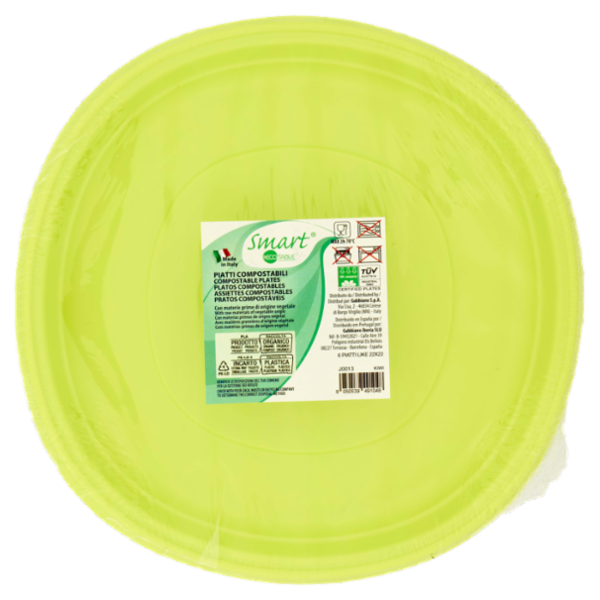 Smart Ecotable Piatti Compostabili Like 22x22 Kiwi 6 pz