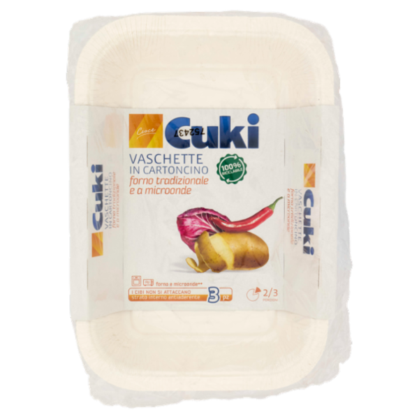 Cuki Cuoce Vaschette in Cartoncino 2/3 porzioni - 3 pz (RC 63)