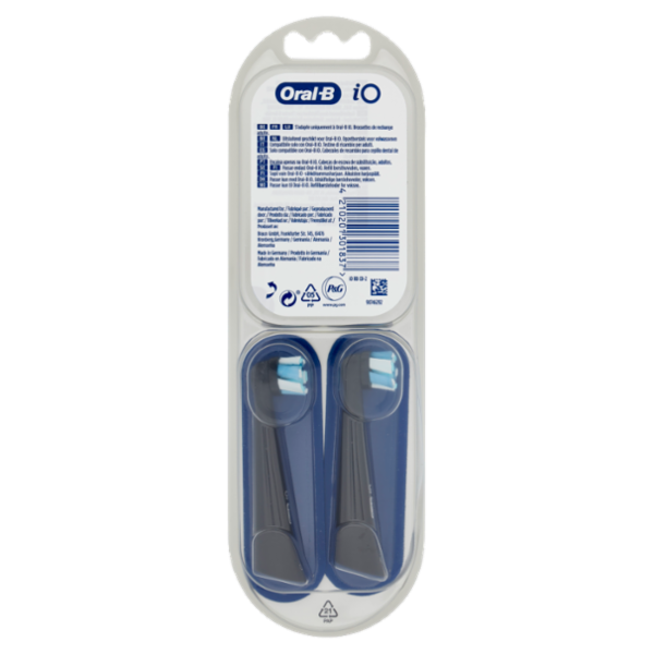 Oral-B iO Testine Ricambio Ultimate Clean Nere Spazzolino Elettrico Denti Ricaricabile, 2 Refills