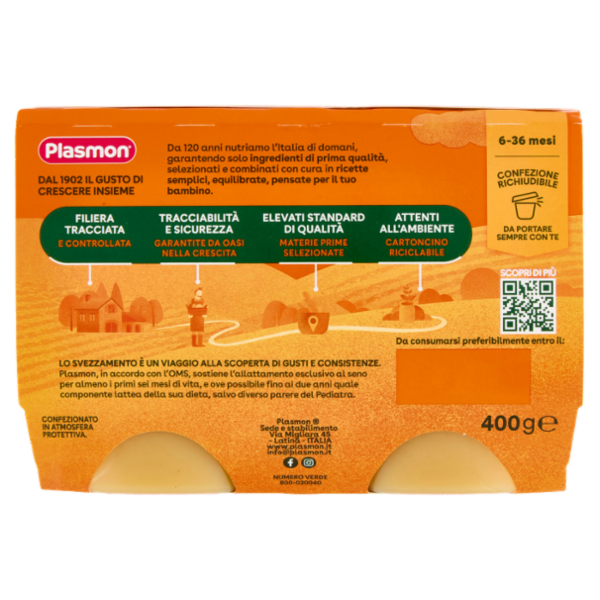 Plasmon la Frutta dei bambini Mela Banana Omogeneizzato 4 x 100 g