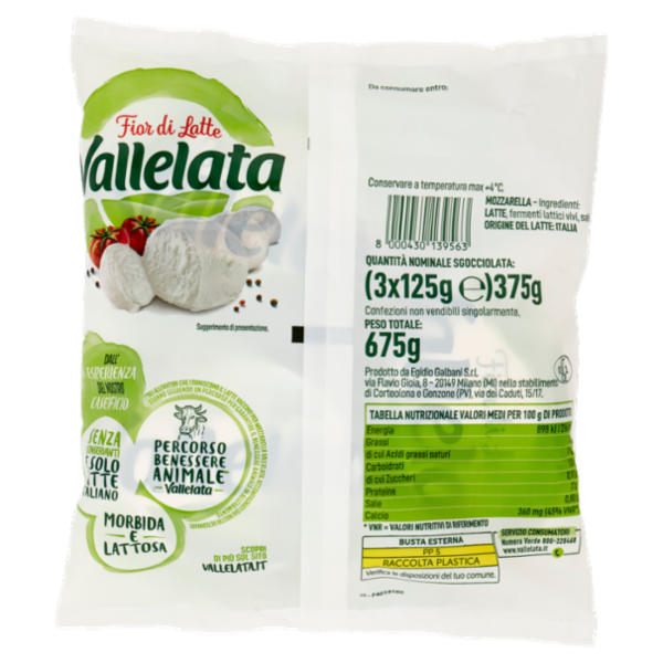 Vallelata Fior di Latte Mozzarelle 3 x 125 g