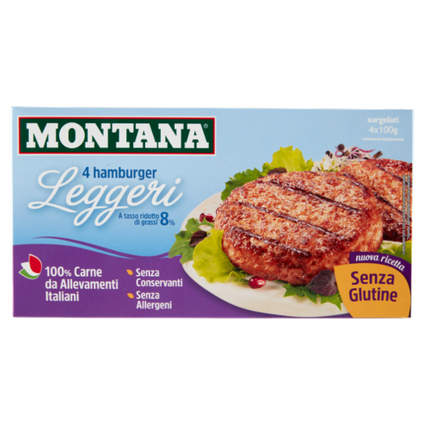 Montana 4 hamburger Leggeri surgelati 4 x 100 g