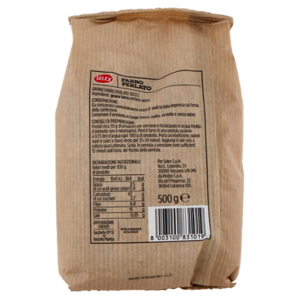 Selex Cereali Secchi Farro Perlato 500 g