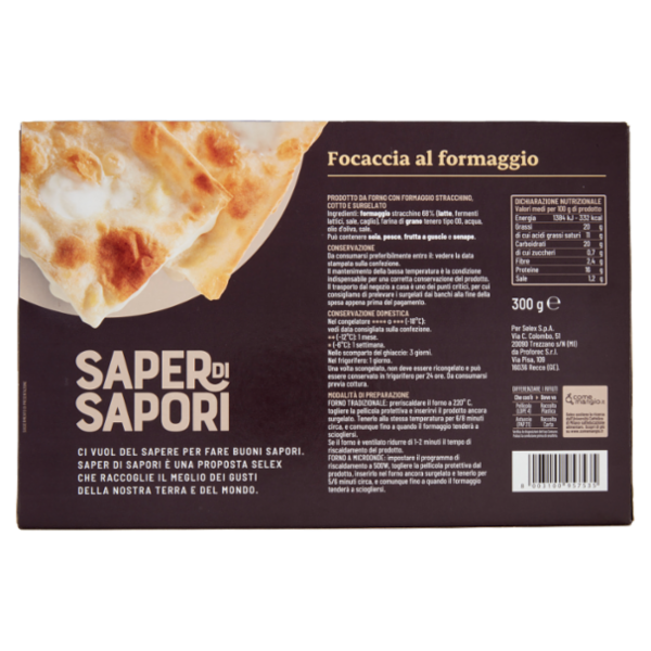 Selex Saper di Sapori Focaccia al Formaggio Surgelata 300 g