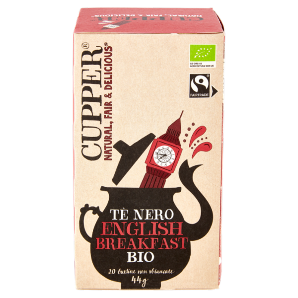 CUPPER English Breakfast Tè Nero Bio Fairtrade, Tè Ceylon Pieno e Rinfrescante, 20 Bustine 44 g