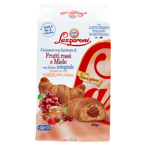 Lazzaroni Croissant con farcitura di Frutti rossi e Miele 6 x 50 g