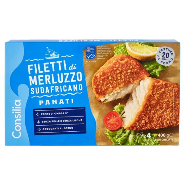 Consilia Filetti di Merluzzo in Croccante Panatura Surgelati 400 g