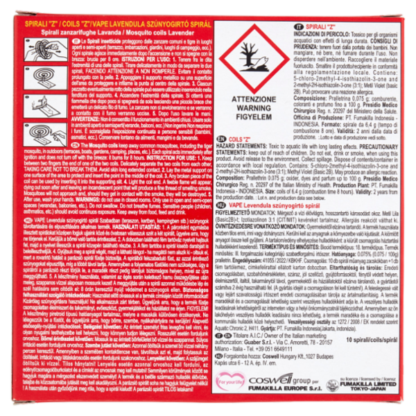 VAPE Spirali Lavanda 10 pz