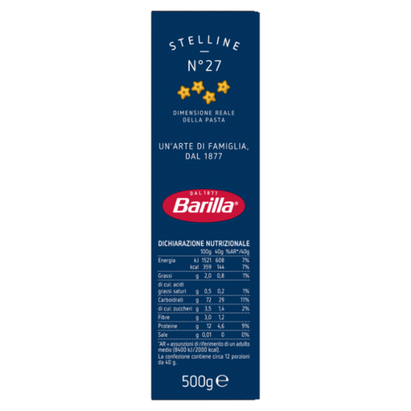 Barilla Pasta Stelline n.27 100% Grano Italiano 500g