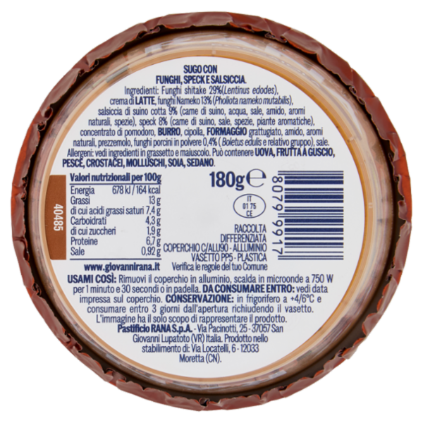 Giovanni Rana il Sugo Fresco alla Boscaiola 180 g