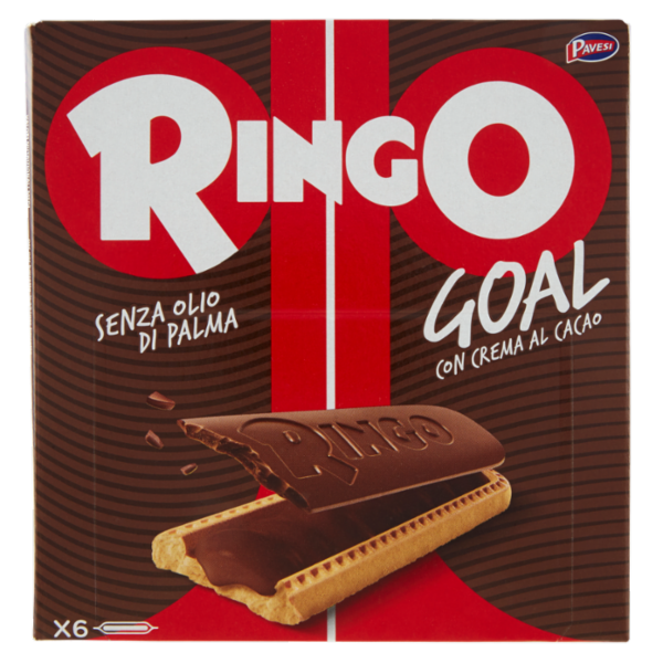 Ringo Goal Cacao Biscotti Farciti con Crema al Cacao Snack Merenda 6 porz 168 g