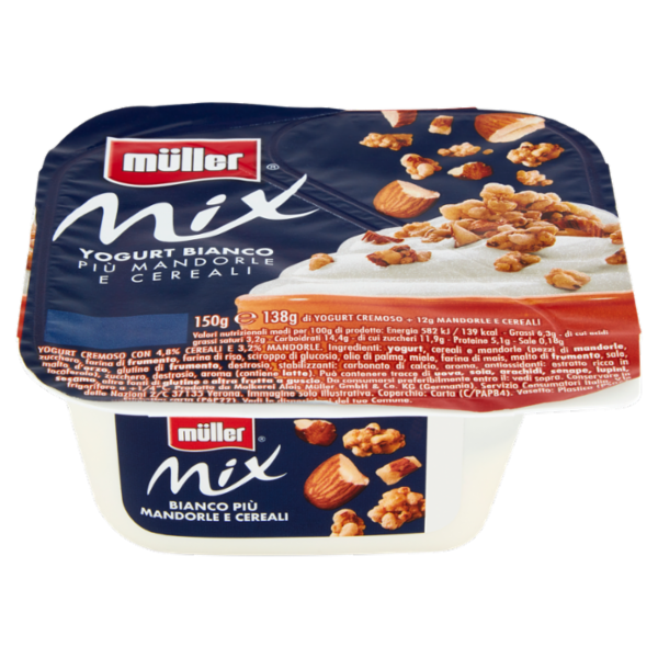 müller Mix Yogurt Bianco Più Mandorle e Cereali 150 g