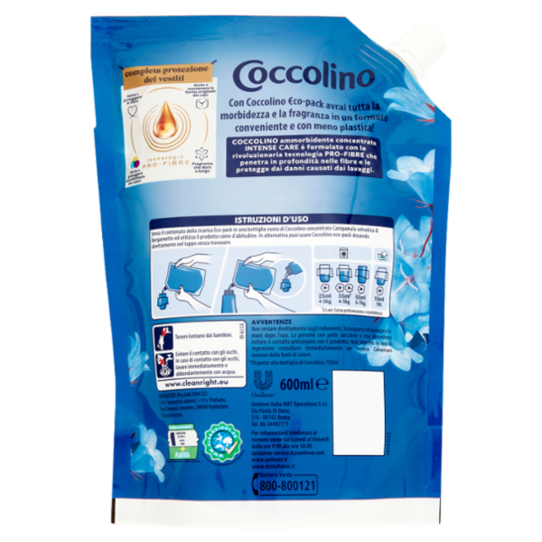 Coccolino Campanula Selvatica & Bergamotto Ammorbidente Concentrato €co Pack 600 ml
