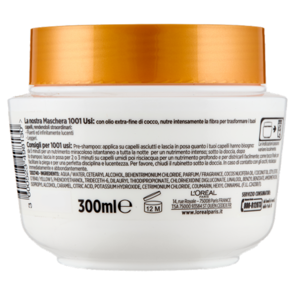 L'Oréal Paris Maschera Capelli Elvive Olio Straordinario Cocco, Per Capelli da Normali a Secchi