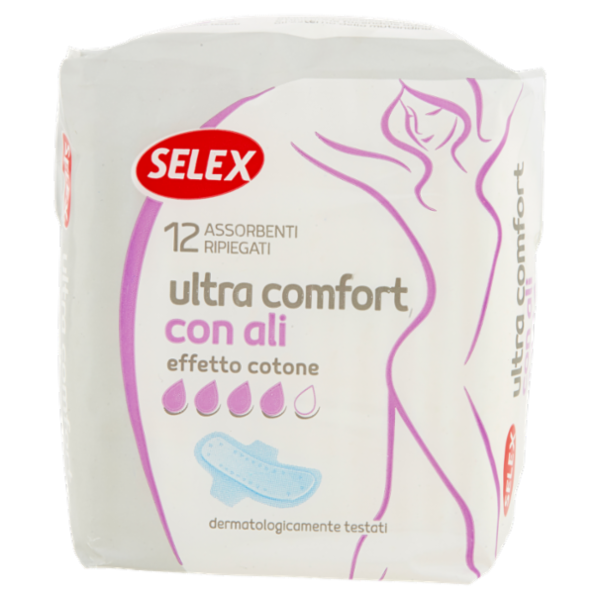 Selex Assorbenti Ultra Confort con Ali Effetto Cotone in Bustine Singole 12 pezzi