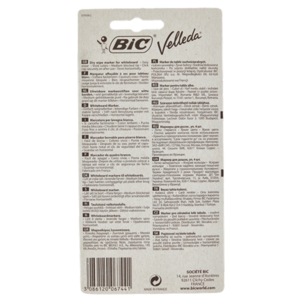 Bic Velleda Marcatore per lavagna bianca 4 pz