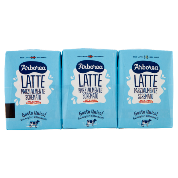 Arborea Latte Parzialmente Scremato UHT a Lunga Conservazione 3 x 200 ml