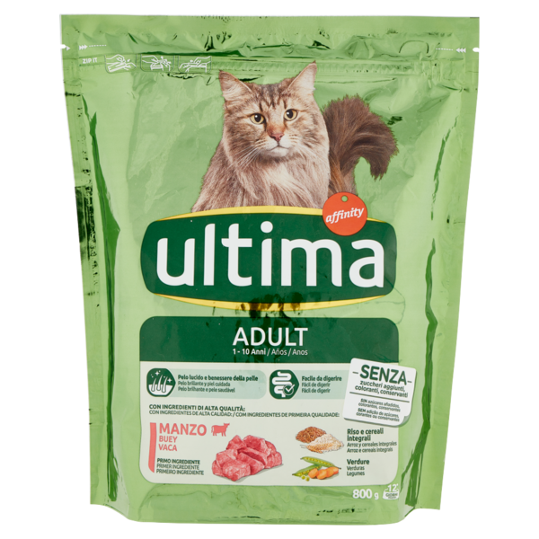 ultima Cat Adult 1-10 Anni Manzo 800 g