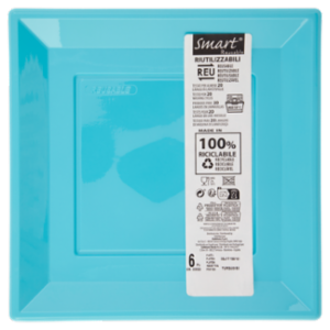 Smart Reusable Piatti Riutilizzabili Turquoise 23x23 Cm 6 Pz