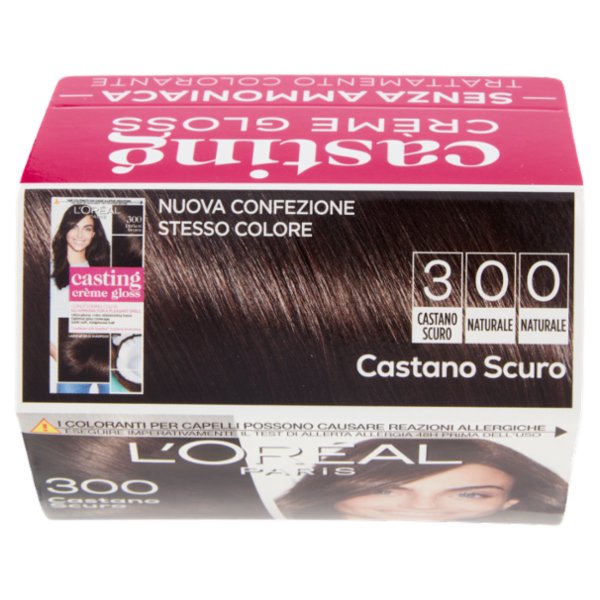L'Oréal Paris Tinta Capelli Casting Creme Gloss, Senza Ammoniaca, 300 Castano Scuro