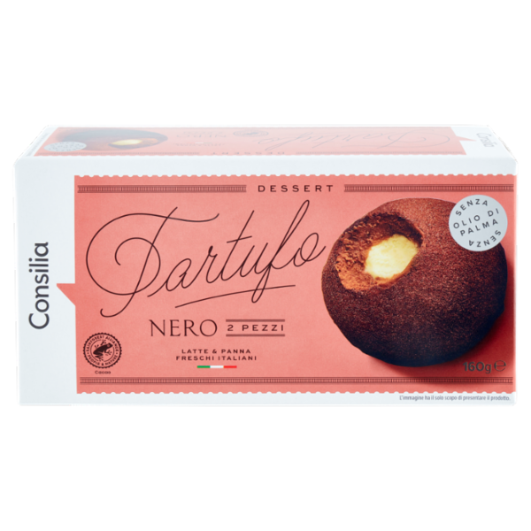Consilia 2 Tartufi Neri di Gelato Cioccolato Extra Fondente 160 g