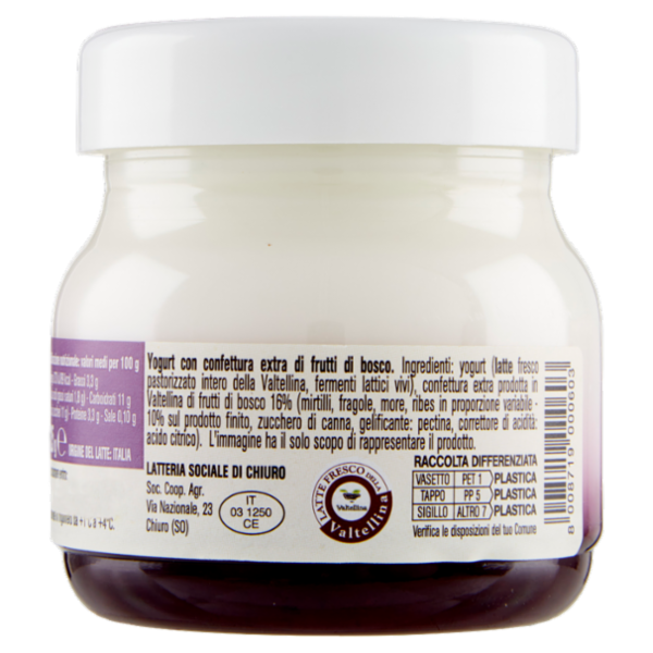AlpiYò Valtellina Yogurt di Montagna con Confettura Extra di Frutti di Bosco 125 g