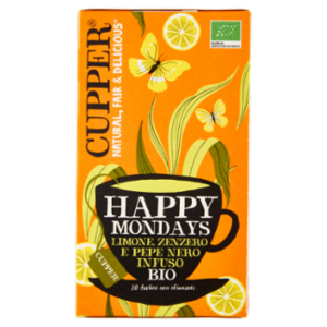 CUPPER Happy Mondays Infuso Bio Con Limone, Zenzero e Pepe Nero, Tisana Speziata, 20 Bustine 45 g