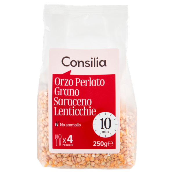 Consilia Cereali e Legumi Secchi Misto Orzo Perlato, Grano Saraceno e Lenticchie 250 g