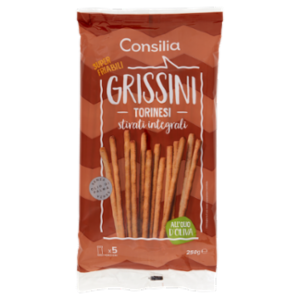 Consilia Grissini Torinesi Con Olio D'Oliva Stirati Integrali In Confezioni Salvafreschezza 5x50 g