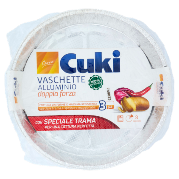 Cuki Cuoce Vaschette Alluminio doppia forza 8 Porzioni 3 pz