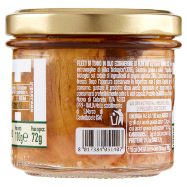 Zarotti Filetti di Tonno in Olio Extravergine di Oliva Bio 110 g