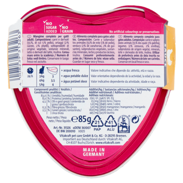 Vitakraft Poésie Création Sauce + Pollo e verdure dell'orto 85 g