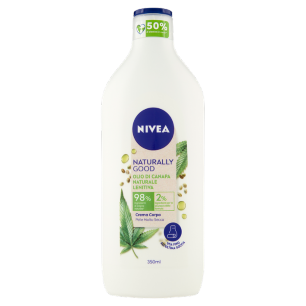 Nivea Naturally Good Crema Corpo Olio di Canapa Naturale Lenitiva Pelle Molto Secca 350 ml