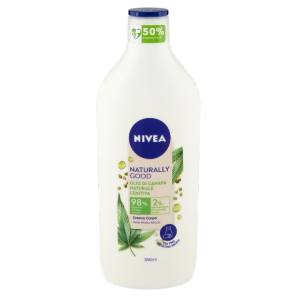Nivea Naturally Good Crema Corpo Olio di Canapa Naturale Lenitiva Pelle Molto Secca 350 ml