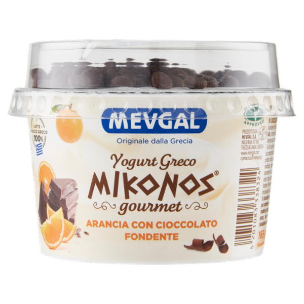 Mevgal Mikonos gourmet Yogurt Greco Arancia con Cioccolato Fondente 165 g