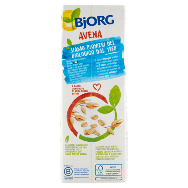 BJORG Avena Bevanda Vegetale Bio, Avena Italiana, Senza Zuccheri Aggiunti, Prodotto in Italia, 1L