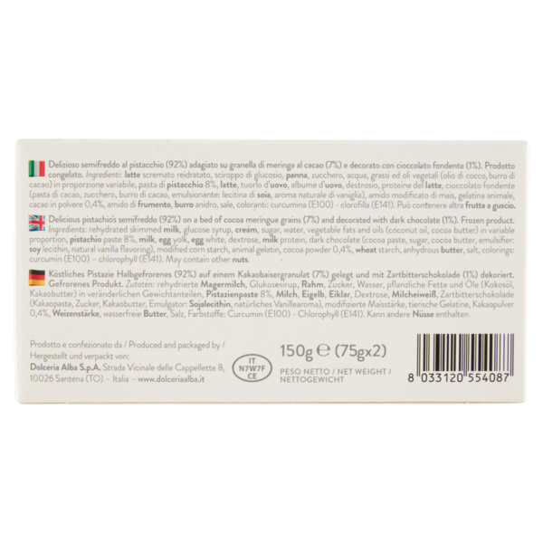 Dolcerialba Quadrotto Pistacchio 2 x 75 g
