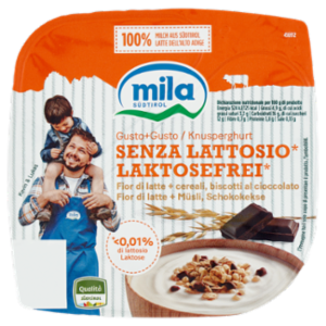 Mila Gusto + Gusto Senza Lattosio* Fior Di Latte e Cereali Con Biscotti Al Cioccolato 150 g