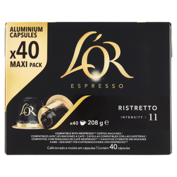 L'Or Espresso Ristretto 11- 40 Capsule Caffè Compatibili con Macchine Nespresso*® Original 208g