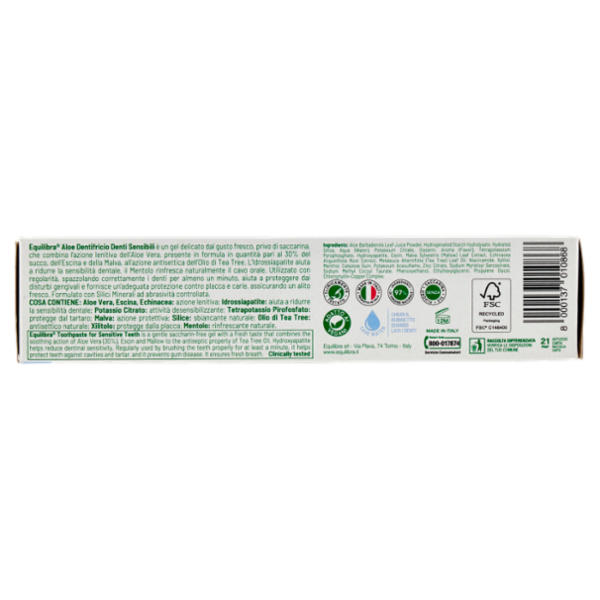 equilibra Aloe Dentifricio Denti Sensibili 75 ml