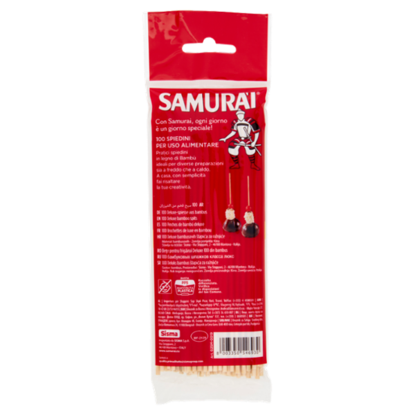 Samurài Spiedini Deluxe in Bambù Sezione Tonda 15 cm Ø 2,5 mm 100 pz