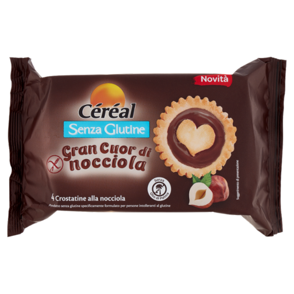Céréal Senza Glutine Crostatine Gran Cuor di nocciola, senza olio di palma, 4 monodose x 37,5 g