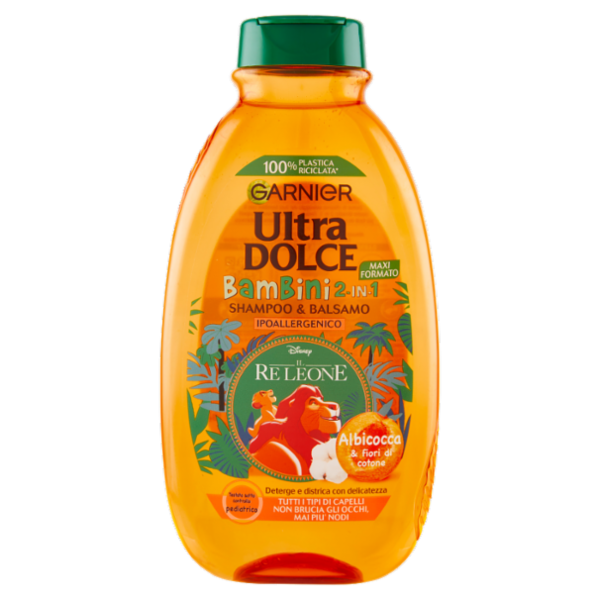 Garnier Ultra Dolce Shampoo 2in1 per Bambini all' albicocca e fiori di cotone, 300 ml