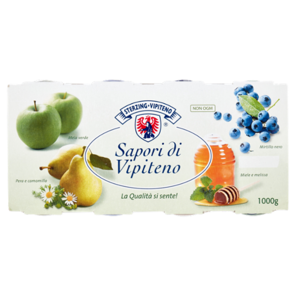 Sterzing Vipiteno Sapori di Vipiteno Mela verde, Pera-camomilla, Mirtillo nero, Miele-melissa 8x125g