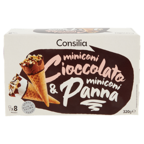 Consilia 8 Miniconi di Gelato Panna e Cioccolato 320 g